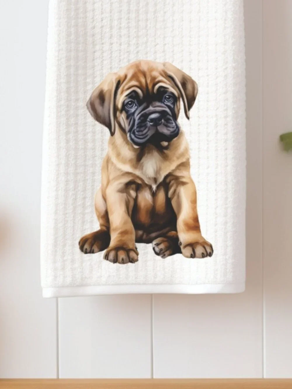 English Mastiff Puppy Waffle Weave Decorative Kitchen Tea Towel
